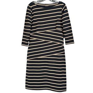 J.McLaughlin Stripe Knit Dress | Black Tan Stretch S